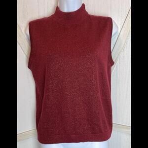 Christopher & Banks Womens Sweater Vest Size Medium Red Sparkle Sleeveless